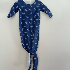 NEW handmade 0/6m blue donkey knotted gown